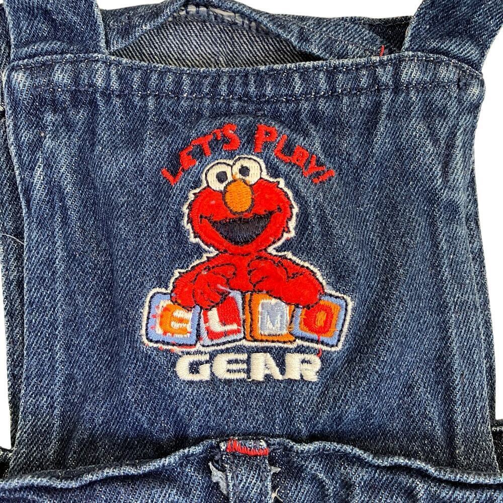 Sesame Street Baby Sz 18 mo Vintage 90s Denim Bib Style Shortalls Overalls - Picture 9 of 16